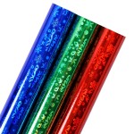 LeZakaa Snowflake Holographic Wrapping Paper - Mini Roll - Red/Blue/Green Rainbow Colors for Christmas, Birthday, Holiday, Baby Shower Packing - 17 x 120 inches - 3 Rolls (42.5 sq.ft.ttl.)