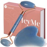 BAIMEI IcyMe Jade Face Roller & Gua Sha, Facial Beauty Roller Skin Care Tools, Self Care Gift for Men Women, Massager for Face, Eyes, Neck, Relieve Fine Lines and Wrinkles - Blue