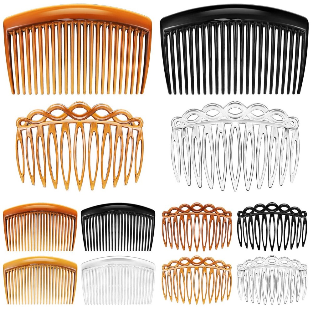 Chuangdi 24-Piece French Hair Side Combs Set - Plastic Twist Comb Hair Clip Accessories for Women (11 Teeth, 23 Teeth, 4 Colors)