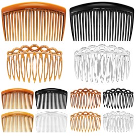 Chuangdi 24-Piece French Hair Side Combs Set - Plastic Twist Comb Hair Clip Accessories for Women (11 Teeth, 23 Teeth, 4 Colors)
