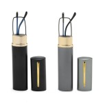 OWTXIS 2 Pack Blue Light Blocking Reading Glasses - Slim Pocket Readers with Pen Clip Case Mini Lightweight Readers (Black, Gunmetal, +1.75)