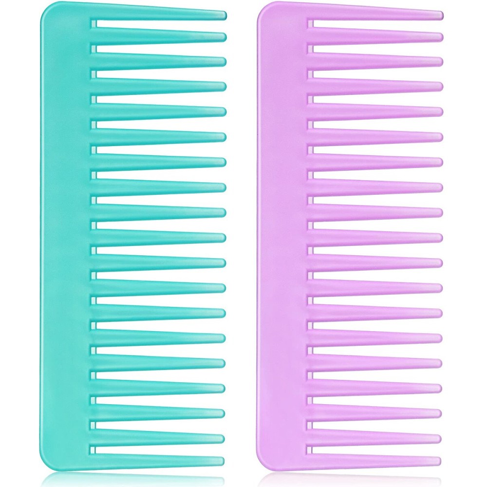 Patelai Wide Tooth Comb Large Hair Detangling Comb for Curly, Wet Dry Hair, No Handle Detangler Accessories(Cyan, Purple)