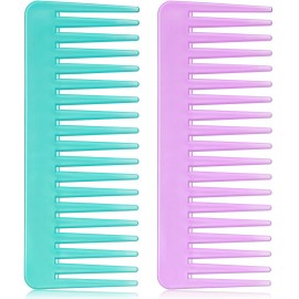 Patelai Wide Tooth Comb Large Hair Detangling Comb for Curly, Wet Dry Hair, No Handle Detangler Accessories(Cyan, Purple)