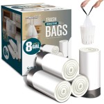 FORID Medium Drawstring Trash Bags - Plastic Garbage Bags 8 Gallon (30 Liter) White Disposable Can Liners for Kitchen Bedroom Bathroom Home Office (120 Counts) - Durable & Thick Trash Bags