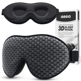 INNELO 3D Contoured Sleep Mask for Side Sleepers, 100% Light Blocking Sleeping Mask for Men & Women, Soft, No Pressure on Eyes, Airplane Blindfold for Travel, Night Eye Cover for Nap, Yoga, Grey