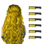 MSDADA New Hair Chalk Comb Temporary Hair Color Dye for Girls Kids with Light Color Hair, Washable Hair Chalk for Girls Age 4 5 6 7 8 9 10 Birthday Cosplay DIY, Christmas, New Year(Yellow)