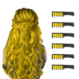 MSDADA New Hair Chalk Comb Temporary Hair Color Dye for Girls Kids with Light Color Hair, Washable Hair Chalk for Girls Age 4 5 6 7 8 9 10 Birthday Cosplay DIY, Christmas, New Year(Yellow)