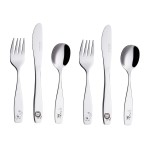 Exzact Kids Flatware 6pcs Toddler Utensils Children Silverware 18/10 Stainless Steel - Dishwasher Safe, 2 Years + (Safari)