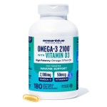 Oceanblue Professional Fish Oil with Vitamin D3 | Triple Strength 2100mg Omega-3 DPA EPA DHA | Wild Caught | Burpless Orange Flavor, 90 Servings (180 Count)