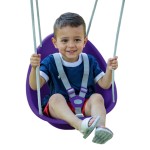 Swurfer Coconut Toddler Swing - Comfy Baby Swing Outdoor, 3- Point Adjustable Safety Harness, Secure, Safe Quick Click Locking System, Blister-Free Rope, Easy Installation, Ages 9 M and Up, Plp Purple