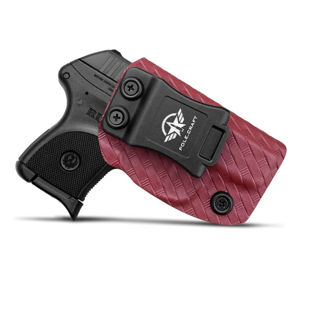 Ruger LCP 380 Holster, Carbon Fiber Kydex Holster IWB for Ruger LCP 380 - Inside Waistband Holster LCP 380 Auto Pistol Case Pocket Gun Pouch Accessories (Red, Right Hand)