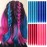 20 Packs Colored Hair Extensions 20Inch Straight Multi-Colors Party Highlights Clip In Hair Extension Synthetic Rainbow Hairpieces for Girls Kids Gift(Blue, Navy Blue, Red, Pink)