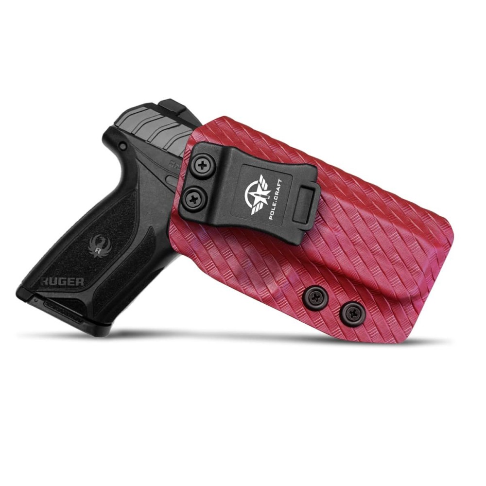 Security 9 Holster, Carbon Fiber Kydex Holster IWB for Security-9 Pistol Case Inside Waistband - Gun Accessories (Red, Right)
