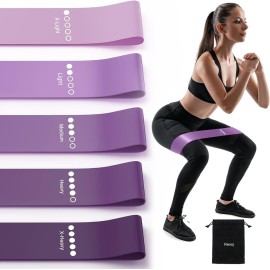 Resistance Bands for Working Out, 5-Pack Elastic Loop Exercise Bands for Strength Training Stretching, Home Gym Equipment for Pilates Yoga Physical Therapy, Leg Glute Arm Workout Kit for Women Men