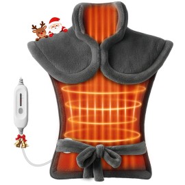 Comfier Large Heating Pad for Back, FSA Eligible HSA, Soft Flannel Fast Heating Pads for Neck and Shoulders, Electric Heated Wrap, 3 Heat Levels & 90-Mins Auto Shut Off, Christmas Gifts for Mom Dad