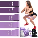 TechStone Resistance Bands Set for Men and Women, Pack of 5 Different Levels Elastic Band for Home Gym Long Exercise Workout - Great Fitness Equipment for Training, Yoga - Free Carrying Bag (Purple)