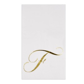 Gift Boutique 100 Gold Monogram Guest Napkins Letter F Disposable Paper Pack Elegant Metallic Golden Foil Dinner Hand Napkin for Bathroom Powder Room Wedding Holiday Baby Shower Decorative Towels