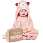 MINIBOO Hooded Baby Towels for Newborn & Toddler - Super Soft Baby Bath Towels with Hood, Highly Absorbent Viscose Made from Bamboo Hooded Towel for Girls, Newborn Essentials.