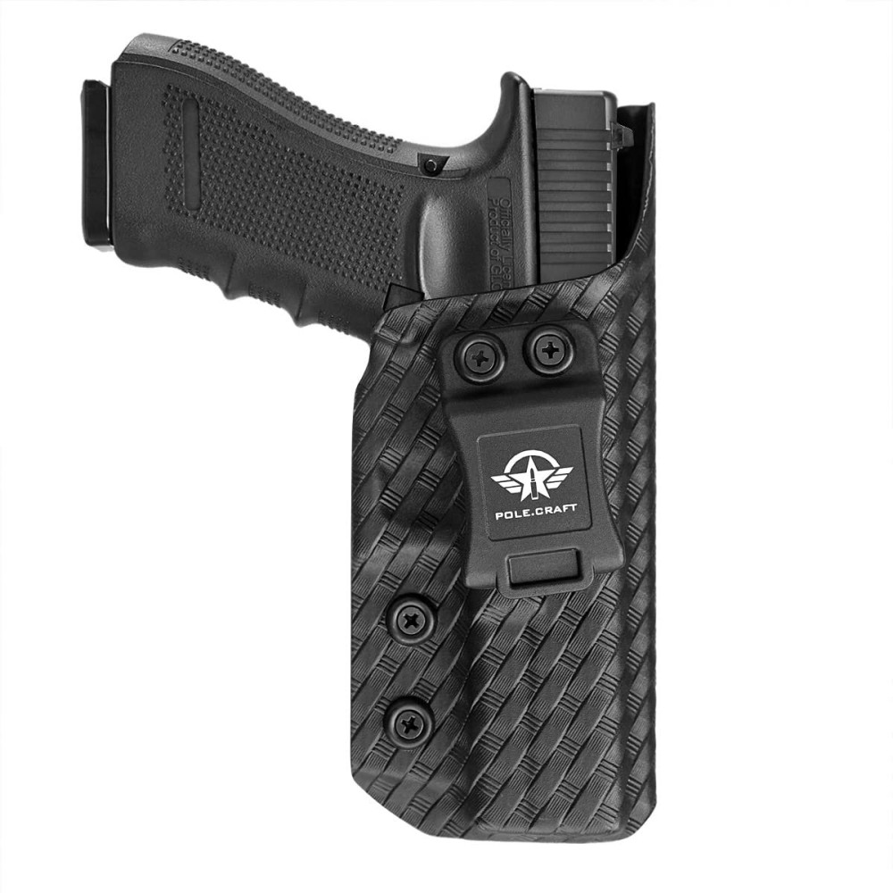 POLE.CRAFT Carbon Fiber Kydex Holster IWB for Glock 17 (Gen 1-5) / Glock 22 Glock 31 (Gen 3-4) - Inside Waistband Carry Holster - Gun Accessories for G17 G22 G31 (Black, Right)