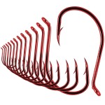 XFISHMAN Octopus Hook 3/0 Red - 50 Pack (Reversed Point, Up-Turned Eye)