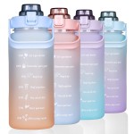 Large Motivational Water Bottle with Straw Time Marker BPA Free for Sport and Fitness (Blue Orange, 64 Oz / Half Gallon)