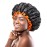 mikimini Extra Large Black Shower Caps Pack of 2 for Women and Men Thick Long Hair Braids, Reusable Waterproof Double Layers XL Bathing Hair Cap with Vibrant Orange Edge (Black)