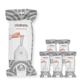 Brabantia PerfectFit Trash Bags (Size H/13.2-16 Gal) Thick Plastic Trash Can Liners with Drawstring Handles (120 Bags)