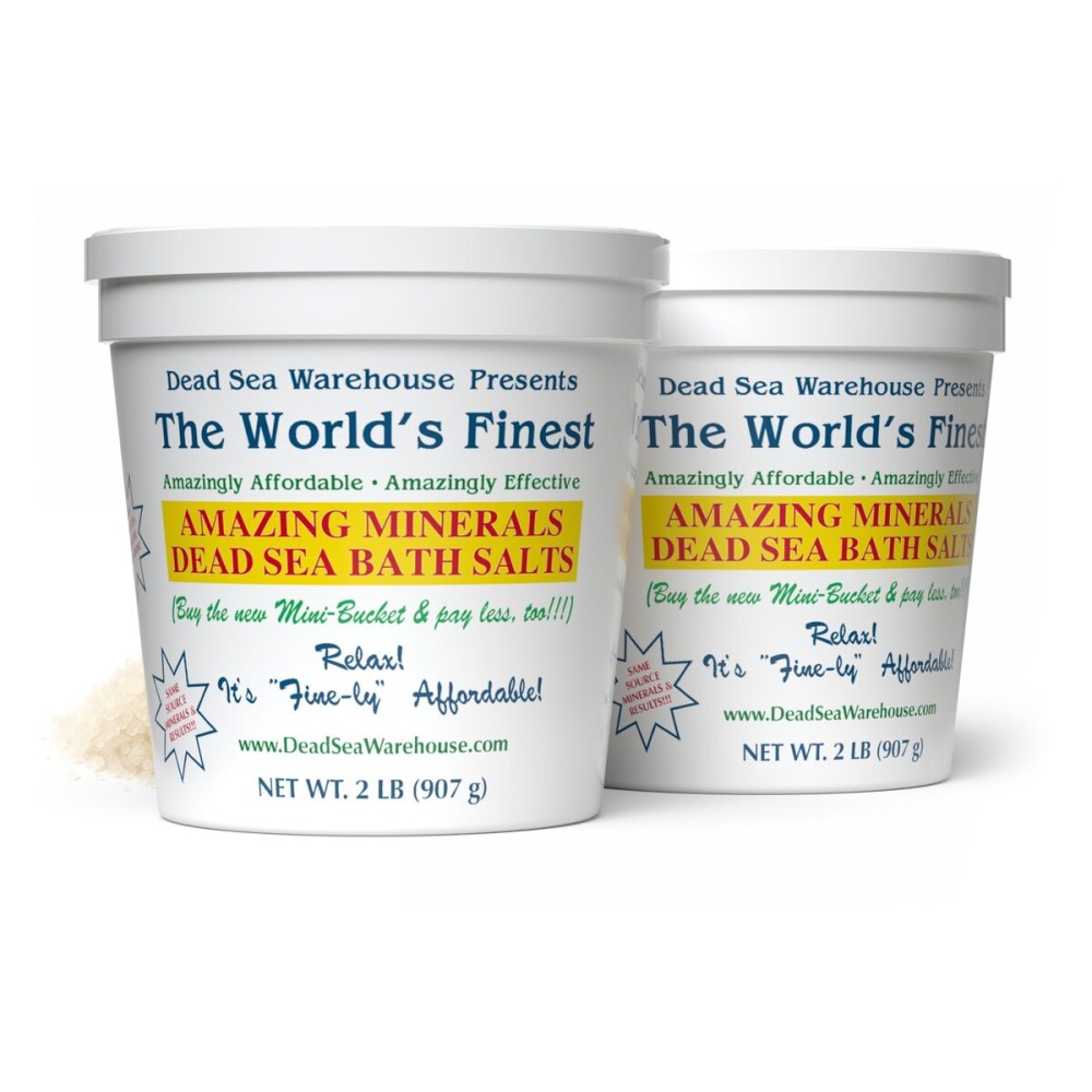 Dead Sea Warehouse - Dead Sea Salts for Soaking - 100% Dead Sea Mineral Bath Salts - Great for Soothing Muscles Aches, Relaxation, Alleviate Skin Issues - Unscented - 2 lbs - 2 Pack