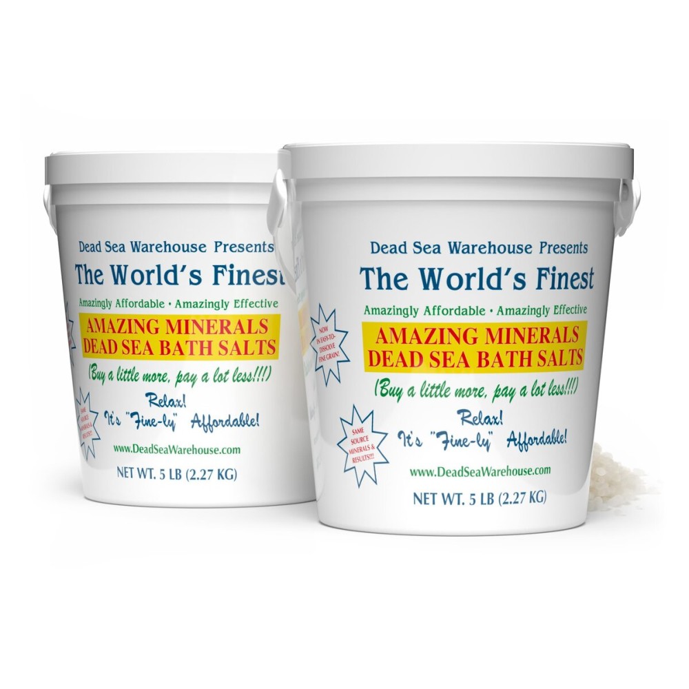 Dead Sea Warehouse - Dead Sea Salts for Soaking - 100% Dead Sea Mineral Bath Salts - Great for Soothing Muscles Aches, Relaxation, Alleviate Skin Issues - Unscented - 5lbs - 2 Pack