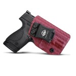 M&P Shield 9mm Holster, Carbon Fiber Kydex Holster IWB for Smith & Wesson M&P Shield 9mm .40 3.1 Barrel S&W Pistol - Inside Waistband Holster M&P Shield 9mm 40 Accessories - Red, Right