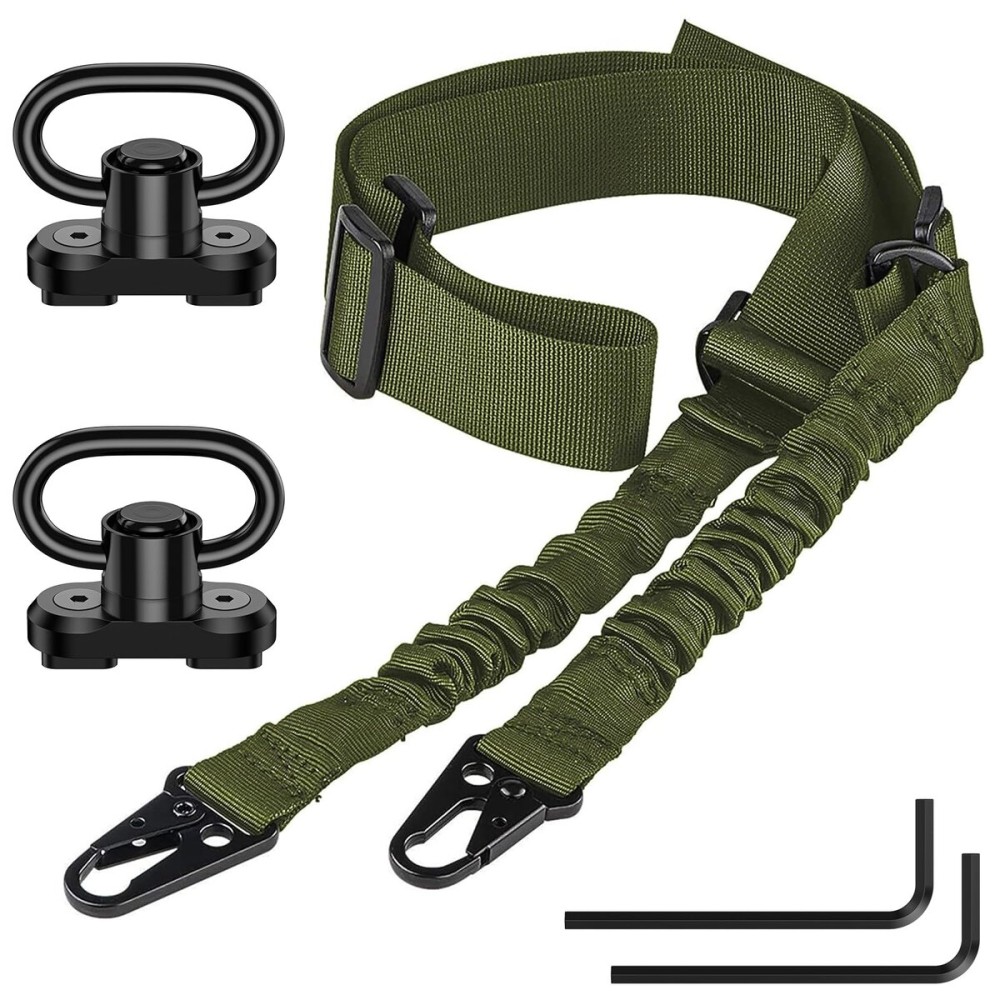 CVLIFE Rifle Sling - 2 Point Adjustable Length with 2 Pack Sling Swivels Mount - Green