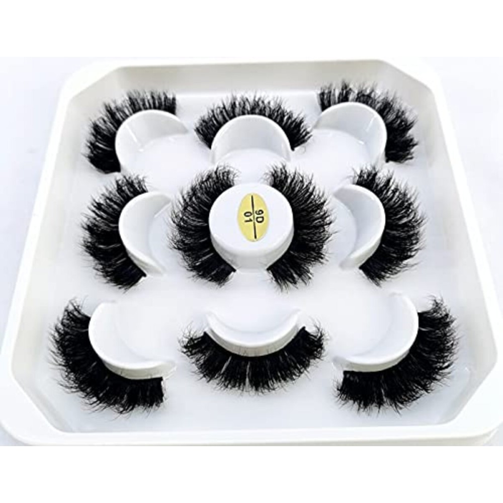 HBZGTLAD new 5 Pairs 25 mm 3d Mink Lashes Bulk Faux with Custom Natural Mink Lashes Pack Short Wholesales Natural False Eyelashes (9D-01)