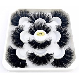 HBZGTLAD new 5 Pairs 25 mm 3d Mink Lashes Bulk Faux with Custom Natural Mink Lashes Pack Short Wholesales Natural False Eyelashes (9D-05)