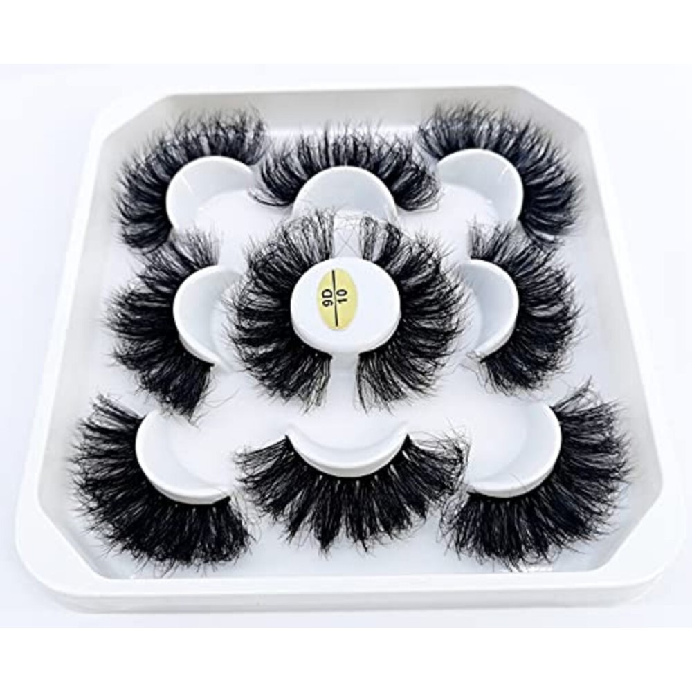 HBZGTLAD 5 Pairs 25mm 3D Mink False Eyelashes with Custom Natural Mink Lashes, Handmade, Reusable, Black