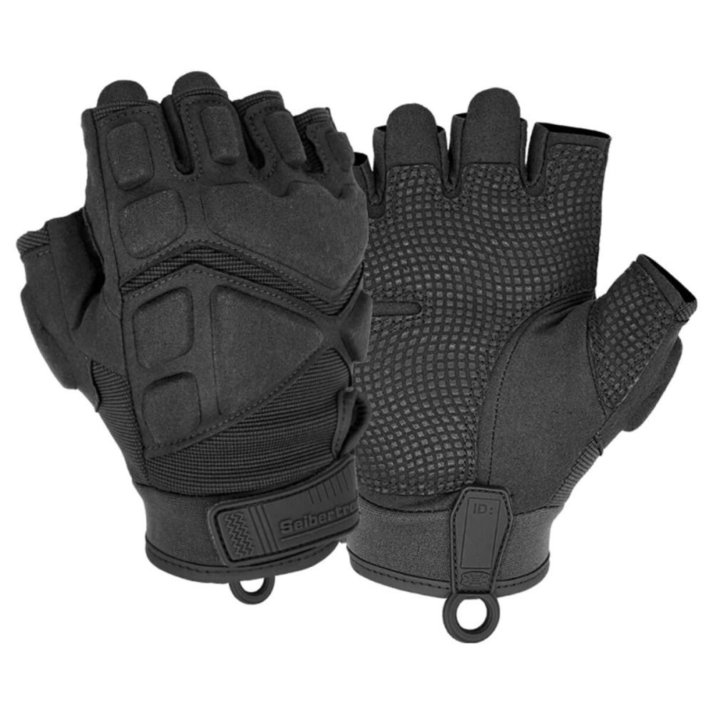 Seibertron Patented S.O.L.A.G 2.0 Half Finger Gloves - Touchscreen Tactical Gloves for Airsoft, Hunting, and Hiking Black M