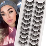 Veleasha Lashes Fluffy Wispy Faux Mink Eyelashes Criss-cross False Lashes 10 Pairs Pack Fake Eyelashes for Women (6D04)