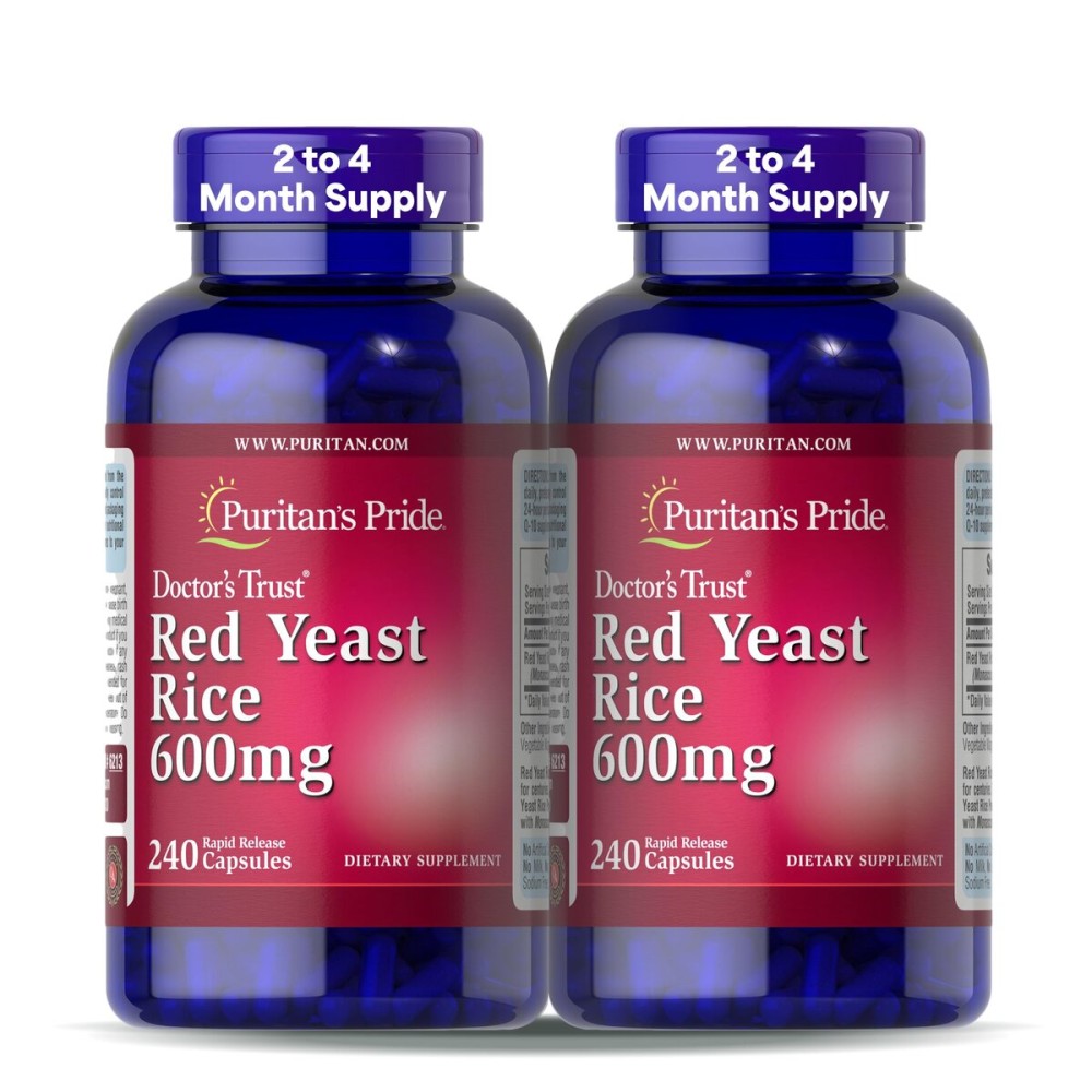 Puritan\'s Pride Doctors Trust Red Yeast Rice 600mg, Dietary Supplement, 240 Rapid Release Capsules, 2 Pack