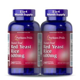 Puritan\'s Pride Doctors Trust Red Yeast Rice 600mg, Dietary Supplement, 240 Rapid Release Capsules, 2 Pack