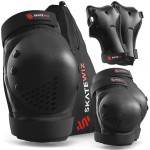 SKATEWIZ Knee and Elbow Pads Adult - Skating Protective Gear Adult, - Smash - Size L Black - Skateboard Pads, Roller Skates, Inline Skate - Ice Skates Women