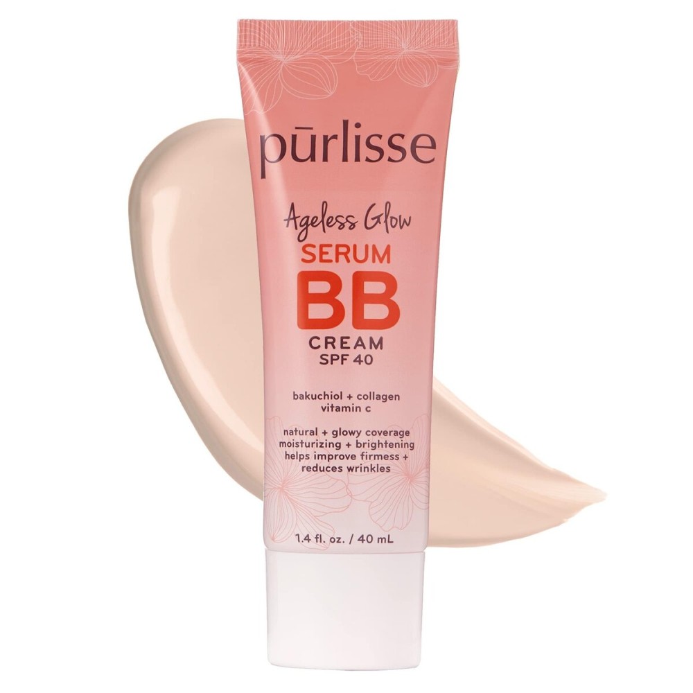 prlisse Ageless Glow Serum BB Cream SPF 40 - Glow BB Cream with SPF Enriched with Bakuchiol & Vitamin C to Help Improve Firmness & Reduce Wrinkles for Dewy Skin - Fair (1.4 oz)