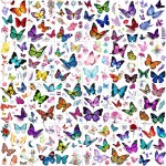 Bilizar 24 Sheets 155+ PCS 3D Colorful Butterfly Temporary Tattoos For Women Arm Boobs, Watercolor Butterfly Tattoos Stickers, Long Lasting Small Fake Tattoos For Kids Girls Adult Neck Cholo Lavender