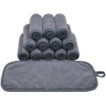 BloomSesame Makeup Remover Cloths for Face, Eye, Lips - Reusable Makeup Remover Pads Soft Microfiber Facial Cleansing Cloths 6 x 12 inch 12 Pack (Gray)