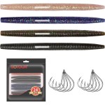 GOTOUR 24-Pack Soft Plastic Fishing Lures with 10 Hooks - Realistic Action for Bass & Trout - Durable and Versatile Soft Baits in Vibrant Colors for Freshwater Fishing Adventures