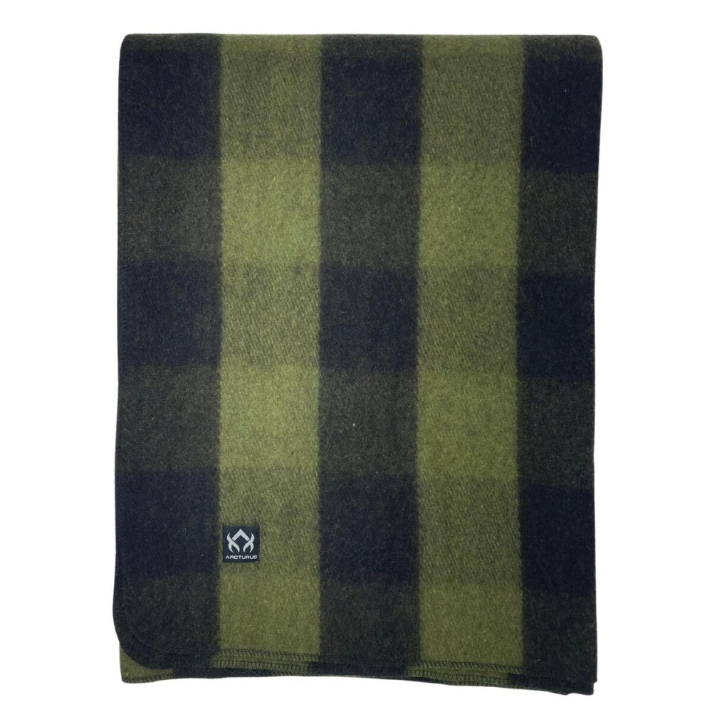 Arcturus Backwoods Wool Blanket - 4.5lbs, Warm, Heavy, Washable, Large | Great for Camping, Outdoors, Survival & Emergency Kits (Olive Green Buffalo)