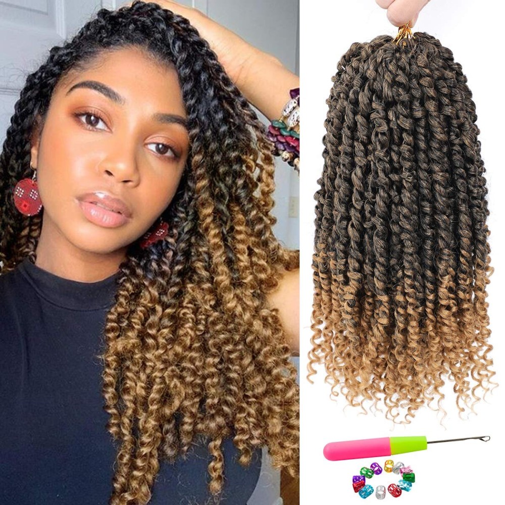 Passion Twist Hair - 8 Packs 14 Inch Passion Twist Crochet Hair For Women, Crochet Pretwisted Curly Hair Passion Twists Synthetic Braiding Hair Extensions (14 Inch 8 Packs, T27)