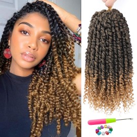 Passion Twist Hair - 8 Packs 14 Inch Passion Twist Crochet Hair For Women, Crochet Pretwisted Curly Hair Passion Twists Synthetic Braiding Hair Extensions (14 Inch 8 Packs, T27)