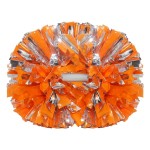 Hooshing 2PCS Orange and Silver Pom Poms Cheerleading with Baton Handle for Team Spirit Sports Dance Cheering Kids Adults