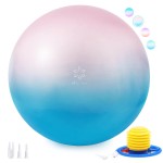 Sportneer Extra Thick Exercise Ball - 25.6\'\'Yoga Ball with Quick Pump - Anti-Burst and Slip Resistant Fitness Ball Chair for Pregnancy and Physical Therapy (Pink Blue)