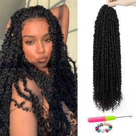 Passion Twist Hair - 8 Packs 20 Inch Passion Twist Crochet Hair For Women, Crochet Pretwisted Curly Hair Passion Twists Synthetic Braiding Hair Extensions (20 Inch 8 Packs, 1B)