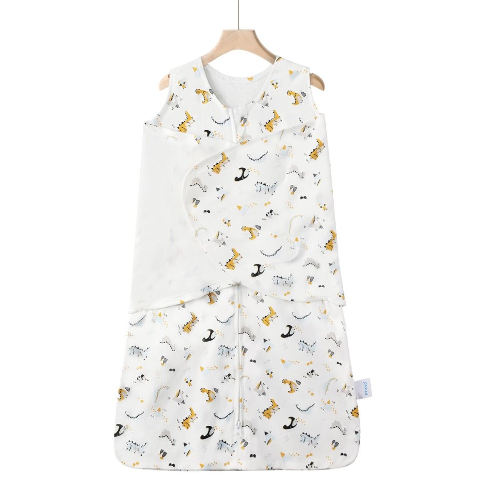 Ftikvo Swaddle-Blanket Baby Girl & Boy Swaddles Newborn Infant Transition 100% Cotton Wrap Blankets, 3-Way Adjustable Wearable Blanket, TOG 1.0 (Dinosaur, Small, 0-3 Month)